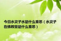 今日水灵子水是什么意思（水灵子在佛教里是什么意思）