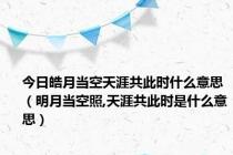 今日皓月当空天涯共此时什么意思（明月当空照,天涯共此时是什么意思）