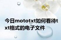 今日mototxt如何看待txt格式的电子文件