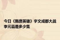 今日《隋唐英雄》宇文成都大战李元霸是多少集