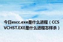 今日escc.exe是什么进程（CCSVCHST.EXE是什么进程怎样杀）