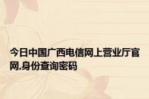 今日中国广西电信网上营业厅官网,身份查询密码