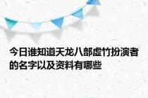 今日谁知道天龙八部虚竹扮演者的名字以及资料有哪些