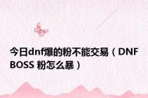 今日dnf爆的粉不能交易（DNFBOSS 粉怎么暴）