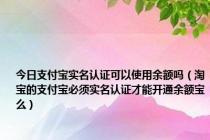 今日支付宝实名认证可以使用余额吗（淘宝的支付宝必须实名认证才能开通余额宝么）