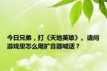 今日兄弟，打《天地英雄》。请问游戏里怎么用扩音器喊话？