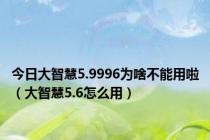 今日大智慧5.9996为啥不能用啦（大智慧5.6怎么用）