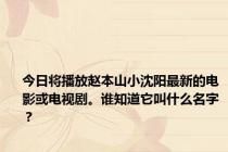 今日将播放赵本山小沈阳最新的电影或电视剧。谁知道它叫什么名字？