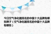 今日空气净化器排名的中国十大品牌有哪些牌子（空气净化器排名的中国十大品牌有哪些）