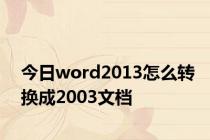 今日word2013怎么转换成2003文档