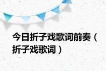 今日折子戏歌词前奏（折子戏歌词）