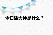 今日潘大神是什么？