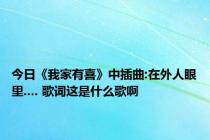 今日《我家有喜》中插曲:在外人眼里.... 歌词这是什么歌啊