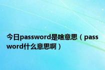 今日password是啥意思（password什么意思啊）