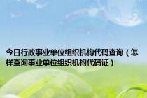 今日行政事业单位组织机构代码查询（怎样查询事业单位组织机构代码证）