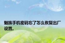 魅族手机密码忘了怎么恢复出厂设置。