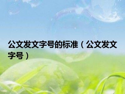 公文发文字号的标准