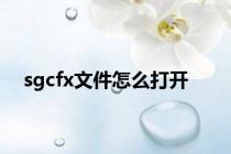 sgcfx文件怎么打开