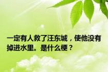 一定有人救了汪东城，使他没有掉进水里。是什么梗？