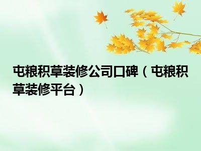 屯糧積草裝修公司口碑（屯糧積草裝修平臺）