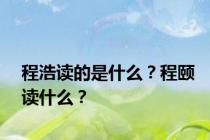 程浩读的是什么？程颐读什么？