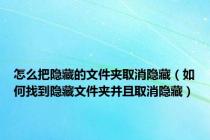 怎么把隐藏的文件夹取消隐藏（如何找到隐藏文件夹并且取消隐藏）