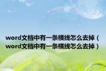 word文档中有一条横线怎么去掉（word文档中有一条横线怎么去掉）