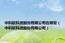 中科软科技股份有限公司在哪里（中科软科技股份有限公司）