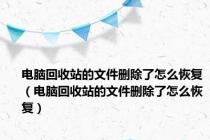 电脑回收站的文件删除了怎么恢复（电脑回收站的文件删除了怎么恢复）