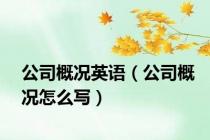 公司概况英语（公司概况怎么写）