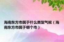 海南东方市属于什么类型气候（海南东方市属于哪个市）