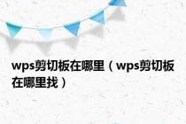 wps剪切板在哪里（wps剪切板在哪里找）