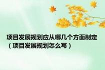 项目发展规划应从哪几个方面制定（项目发展规划怎么写）