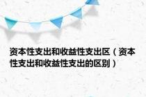 资本性支出和收益性支出区（资本性支出和收益性支出的区别）