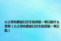 心之所向素履以往生如逆旅一苇以航什么意思（心之所向素履以往生如逆旅一苇以航）