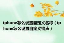 iphone怎么设置自定义名称（iphone怎么设置自定义铃声）