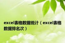 excel表格数据统计（excel表格数据排名次）