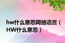 hw什么意思网络语言（HW什么意思）