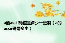 a的ascii码值是多少十进制（a的ascii码是多少）