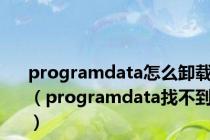 programdata怎么卸载（programdata找不到）