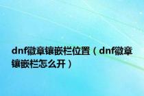 dnf徽章镶嵌栏位置（dnf徽章镶嵌栏怎么开）