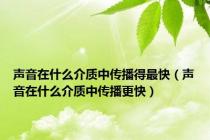 声音在什么介质中传播得最快（声音在什么介质中传播更快）