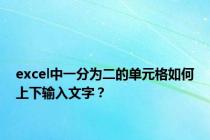 excel中一分为二的单元格如何上下输入文字？