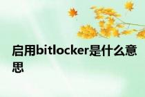 启用bitlocker是什么意思