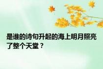 是谁的诗句升起的海上明月照亮了整个天堂？