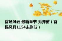 官场风云 最新章节 无弹窗（官场风月1154未删节）