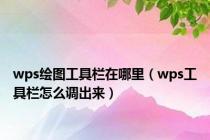 wps绘图工具栏在哪里（wps工具栏怎么调出来）