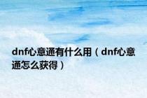 dnf心意通有什么用（dnf心意通怎么获得）