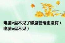 电脑e盘不见了磁盘管理也没有（电脑e盘不见）