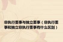 非执行董事与独立董事（非执行董事和独立非执行董事有什么区别）